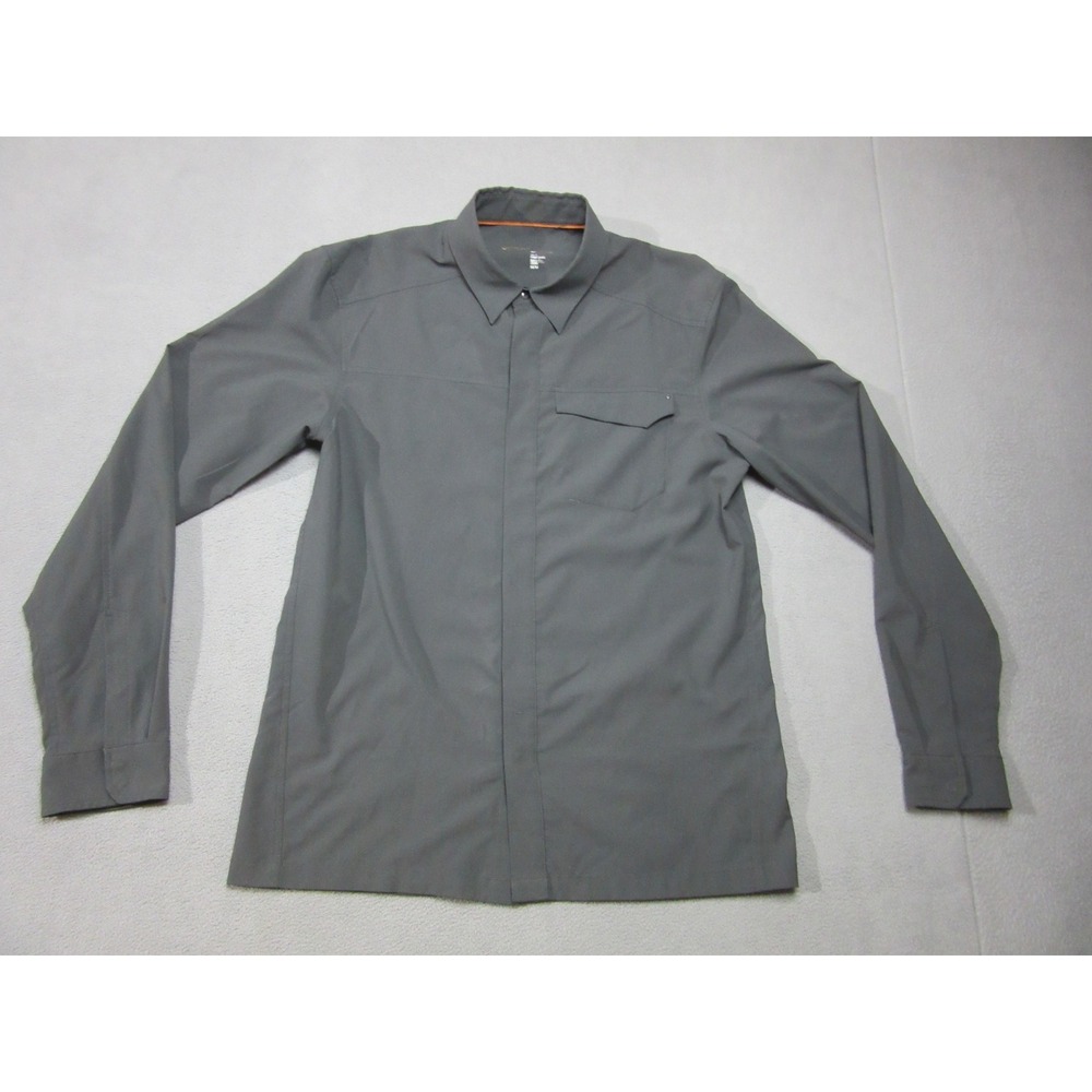 Arcteryx Shirt Mens Medium Grey Skyline Snap Front Long Sleeve Technical Stretch